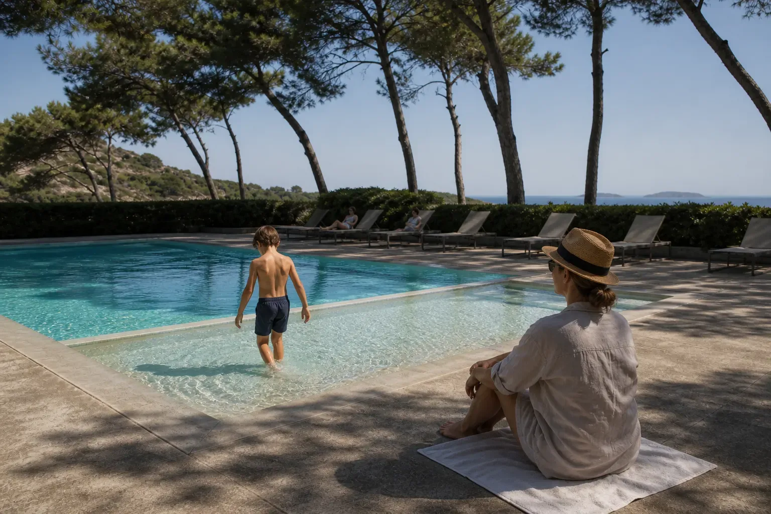 La piscina mantiene una escala tranquila