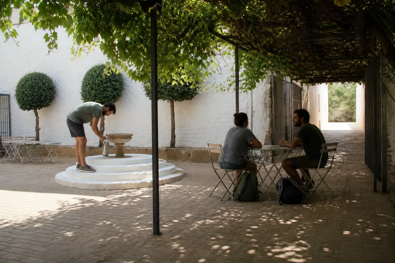 Agua, sombra y una mesa sin ceremonia